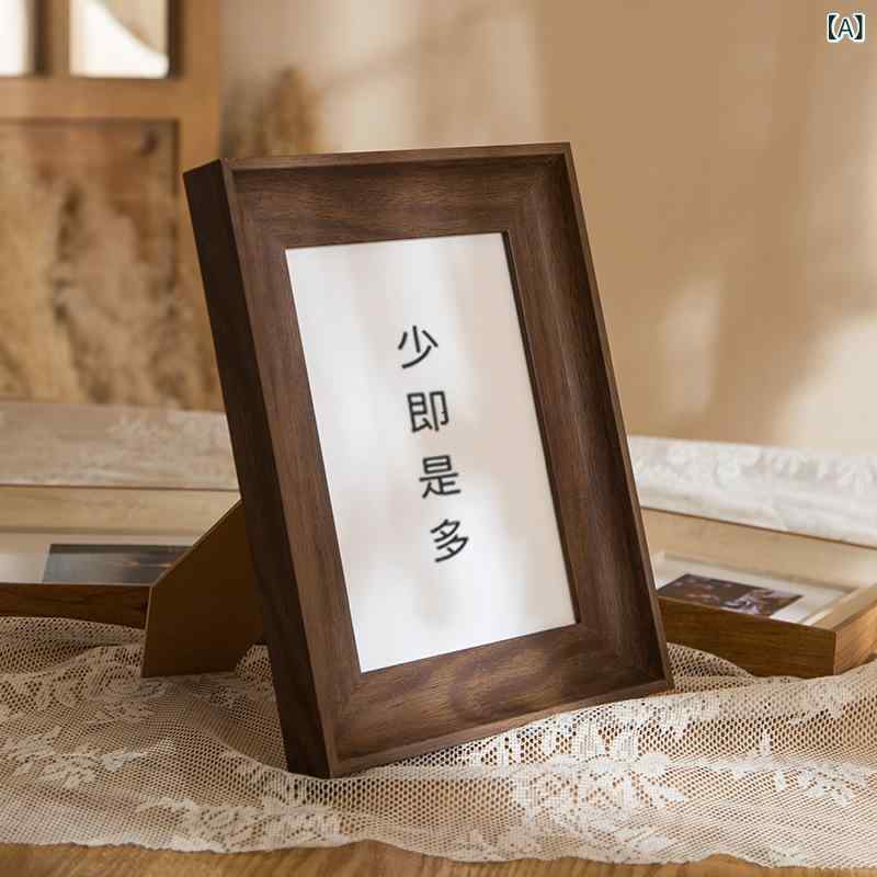 フォトフレーム 美式 レトロ 長方形 額縁 写真立て 20cm 2666cm 3333cm 壁掛け 卓上 胡桃色 原木色 木目調 白(x2)