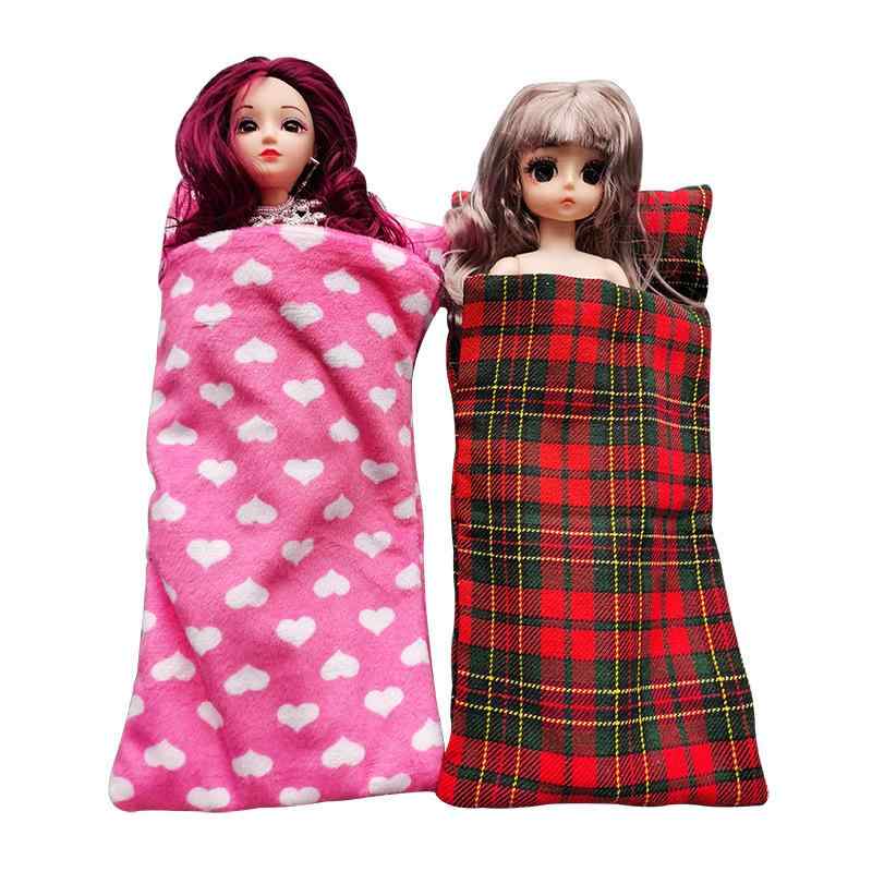 人形 寝袋 布団セット 枕付き 着せ替え人形 ドール おもちゃ 女の子 子供用 布製 ベッド アクセサリー(x3)