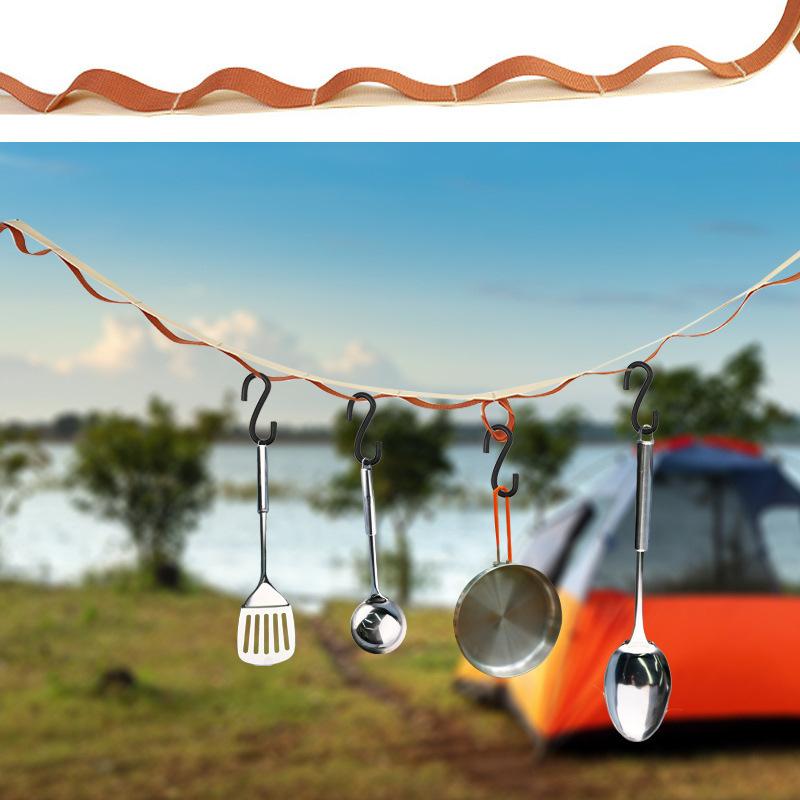 物干しロープ アウトドア キャンプ 多機能 24個 リング付き 物干し 6m 調節可能 バンド サバイバル