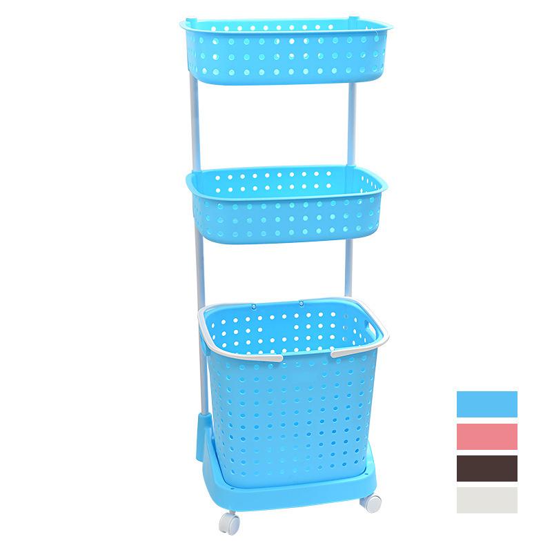 ランドリーバスケット レディース 大容量 キャスター付き 洗濯かご 3段式 PP製 着替え 洗濯物 収納 スタッキング可能 脱衣かご おしゃれ かわいい 41 30 1055cm(x3)