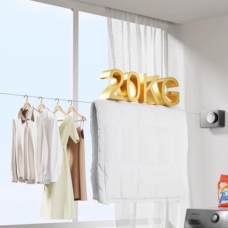 物干しロープ 室内物干し 伸縮式 室内 屋外 ベランダ 浴室 ワイヤー ロープ 壁付け 目隠し