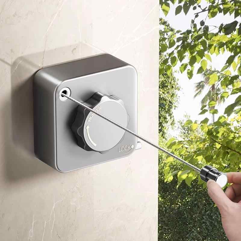 物干し 室内物干し 伸縮ロープ 304ステンレス製 42m 穴あけ不要 ベランダ 浴室 バスルーム