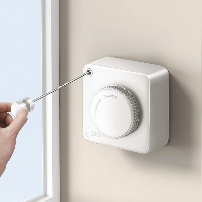 物干しロープ 室内物干し 伸縮式 42m ABS 鋼 穴あけ不要 浴室 ベランダ ブラック グレー ホワイト(x2)