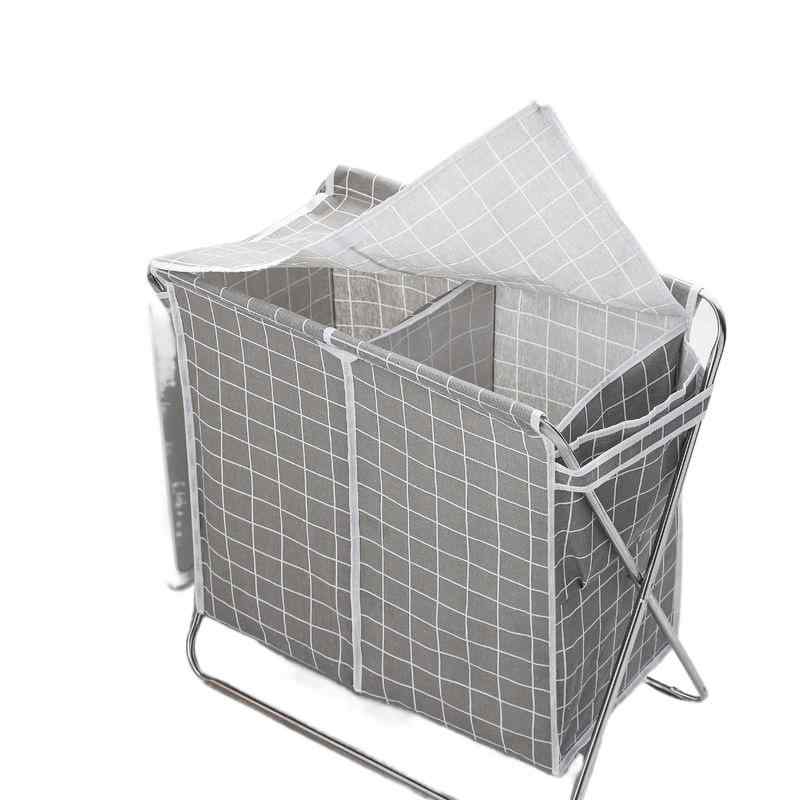 ランドリーバスケット 折りたたみ ふた付き 大容量 洗濯カゴ ランドリーボックス ランドリー収納 分別 格子柄 幾何学模様 かわいい