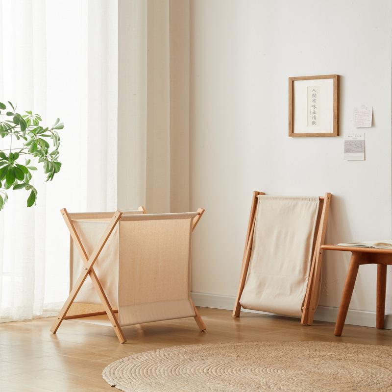 洗濯かご ランドリーバスケット ランドリーボックス 汚れた衣類 収納ボックス ビーチ材 折り畳み式 洗濯物入れ 脱衣かご 浴室 洗面所 シンプル