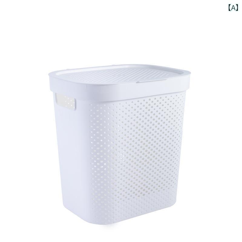 ランドリーバスケット レディース 大容量 模倣籐編み風 ランドリーボックス 洗濯物入れ 浴室 収納 カゴ グレー ホワイト