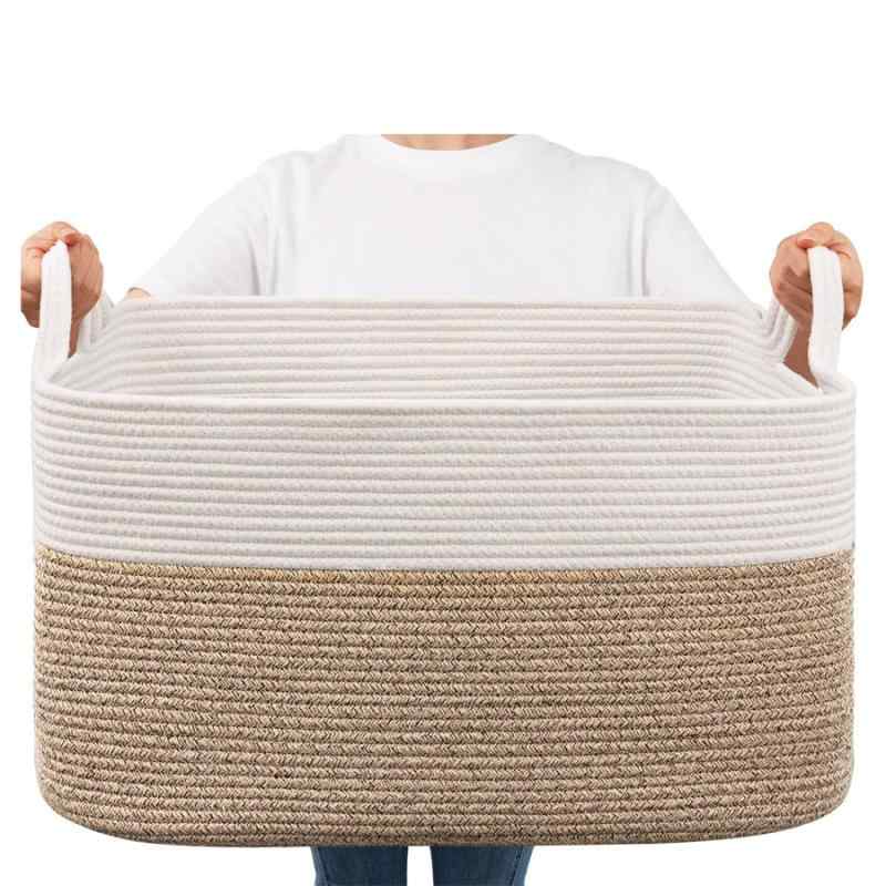 収納かご レディース メンズ 大容量 コットンロープ 衣類 おもちゃ 雑貨 タオルケット 収納バスケット ..