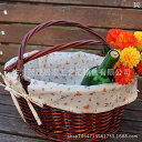 収納かご レディース 折りたたみ式 柳編み 籐製 バスケット カゴ バッグ フルーツ 野菜 ピクニック ショッピング 買い物 コーヒー色(x50)