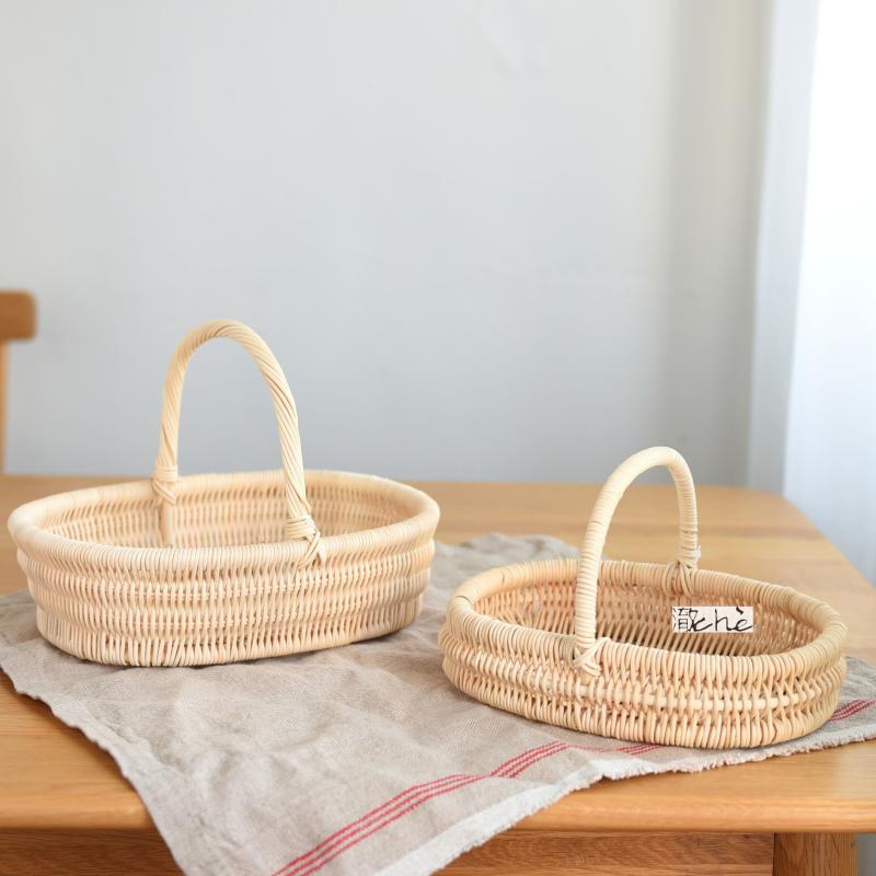 かご インドネシア 白藤製 手編み パンかご フルーツバスケット 野菜バスケット 収納かご(x10)