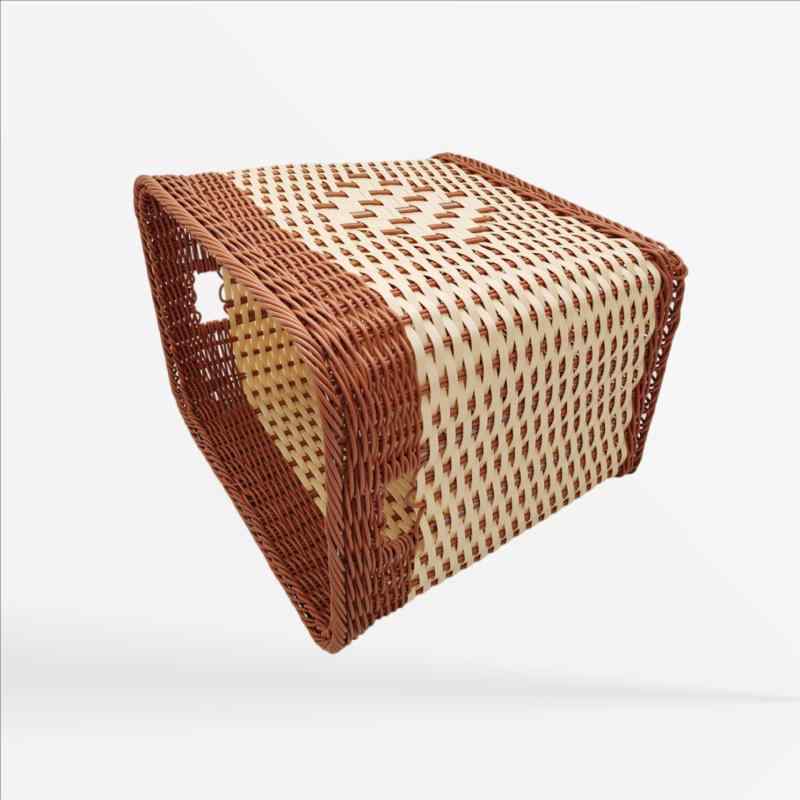 ランドリーバスケット 大容量 ホテル アメニティ バスケット 籐編み風 脱衣かご 洗濯かご ベージュ(x2)