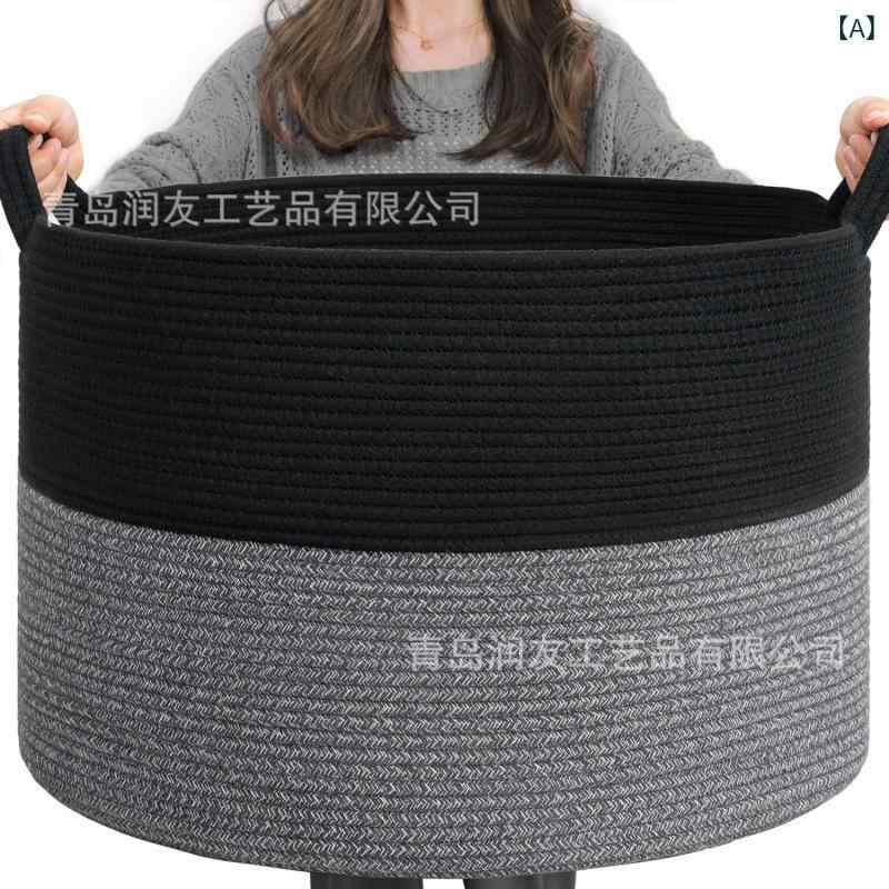 収納かご レディース 大容量 コットンロープ バスケット 衣類収納 おもちゃ収納 ランドリーバスケット 雑貨収納 シンプル かわいい おしゃれ(x100)
