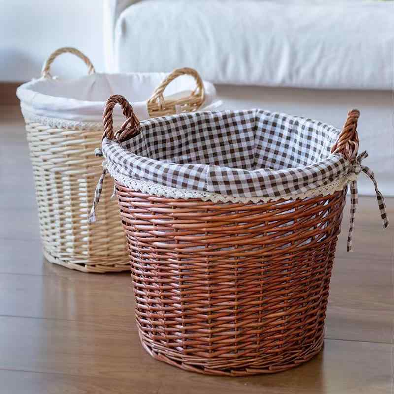 ランドリーバスケット ふた付き 柳編み 洗濯かご 籐製 脱衣かご 汚れた衣類 家庭用品 ホテル用品 収納 バスケット 蓋つき ブラウン ハニー色 ホワイト グレ...