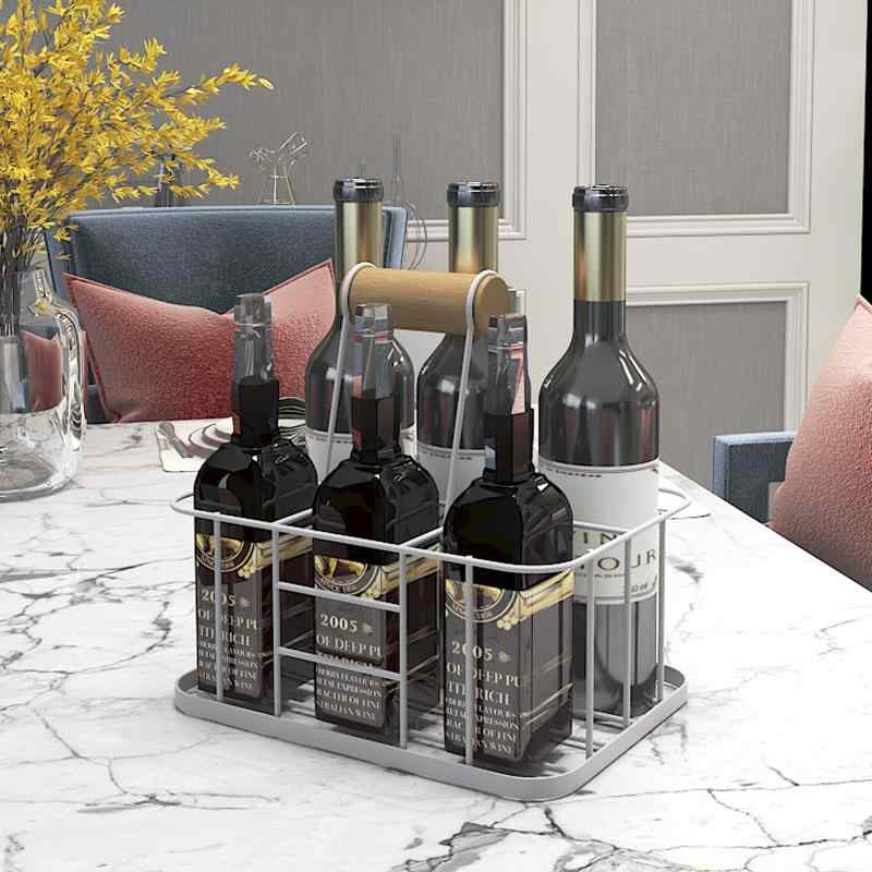 ワインラック 6本収納 鉄製 ワインボトルホルダー キッチン 調味料 収納 バスケット ボトル収納 ストッ..