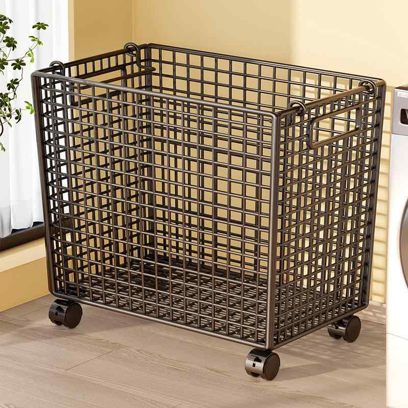 ランドリーバスケット 洗濯かご 収納ボックス ランドリーボックス キャスター付き 大容量 アイアン メッシュ 通気性 脱衣かご 汚れ物入れ