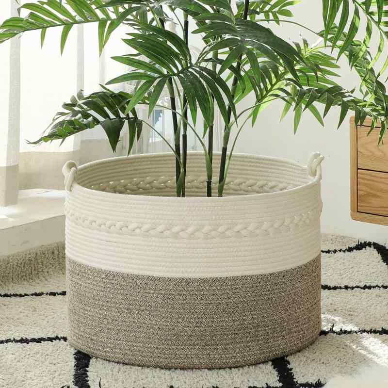 収納かご レディース 大容量 コットン ロープ バスケット 折りたたみ ランドリー バスケット 衣類 おも..