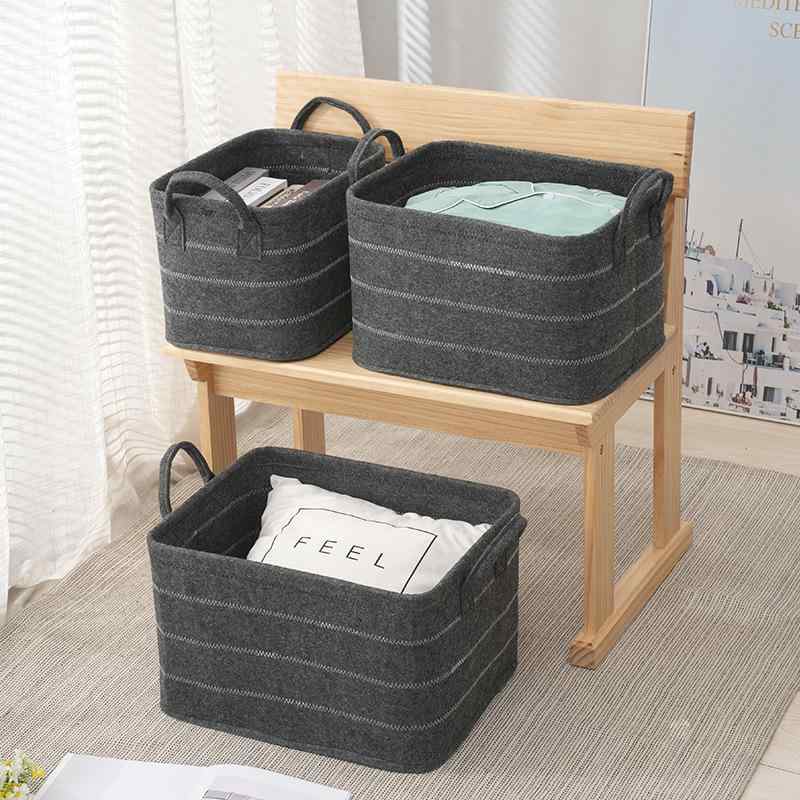 収納用品 毛氈収納バスケット セット ランドリーバスケット 持ち手付き フェルト バスケット 玩具 衣類(x100)