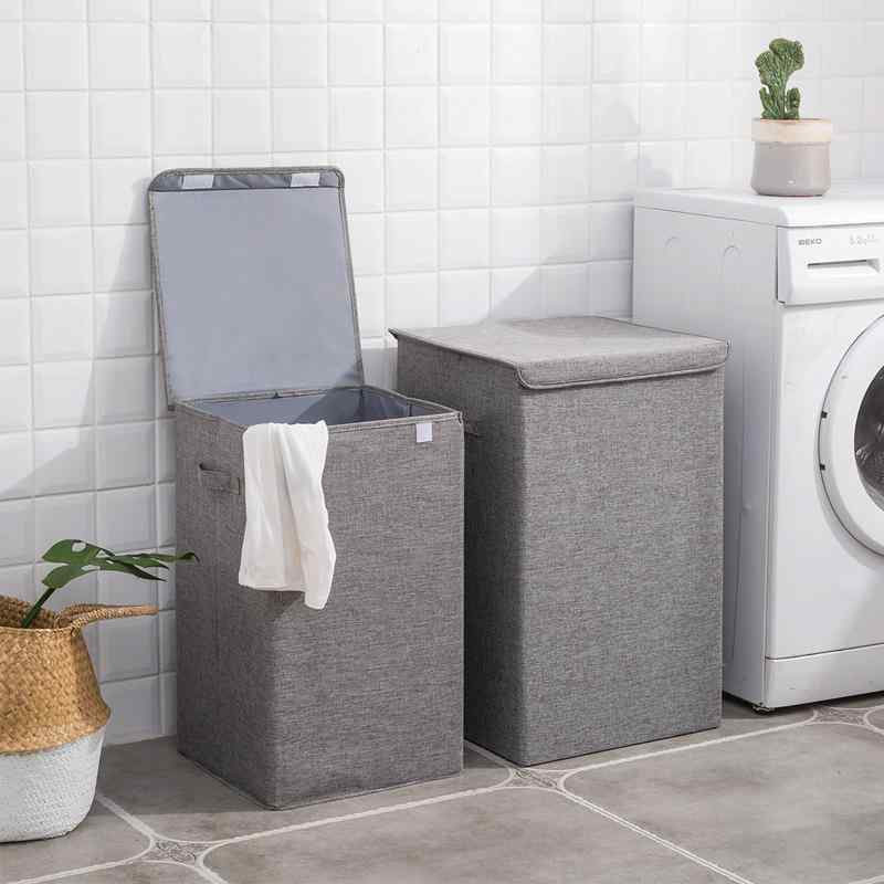 収納ボックス レディース 折りたたみ式 ランドリーバスケット 大容量 コットンリネン 布製 洗濯かご 持ち運び可能 グレー コーヒー色 ベージュ グリーン(x2)