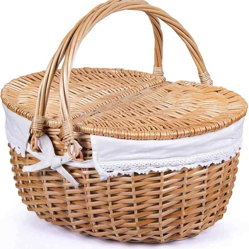 かご レディース 柳編み バスケット 白花籠 ピクニック 収納 撮影用 40x30x20/40cm(x100)