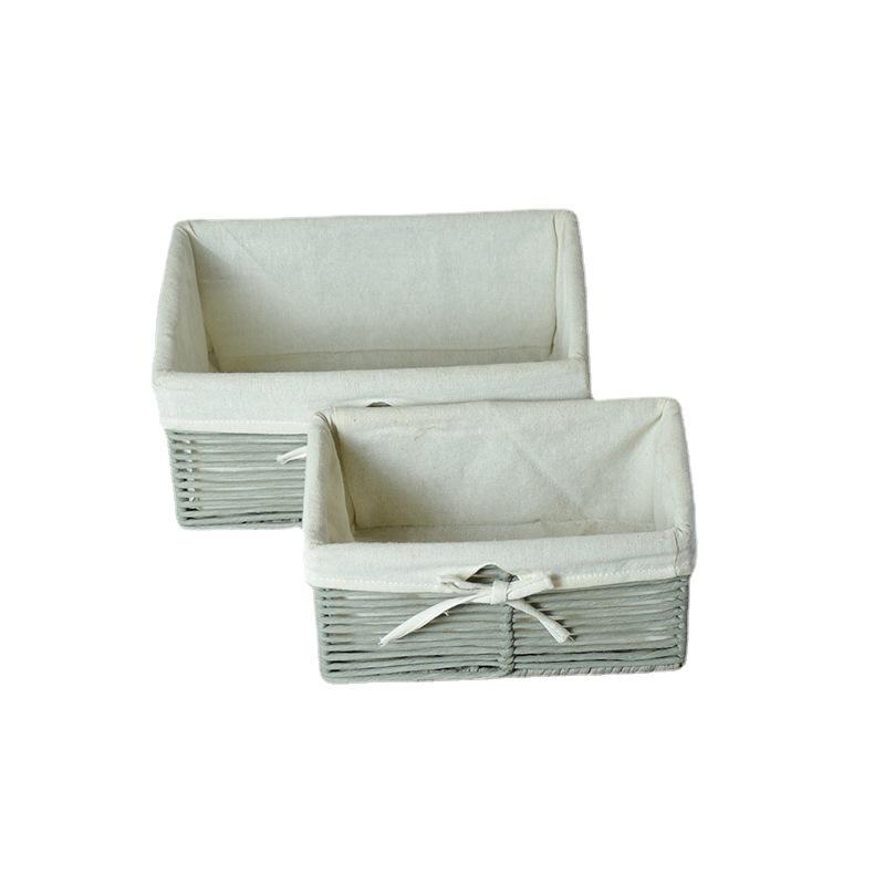 収納ボックス レディース 紙編み 布製インナー 小物入れ 衣類収納 整理かご ランドリーバスケット 寝室 雑貨 整理整頓 白(x100)