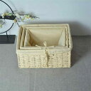 収納かご 布製 デスク 収納ボックス ペーパー編み バスケット ナチュラル 編み込み おもちゃ収納 米色(x100)