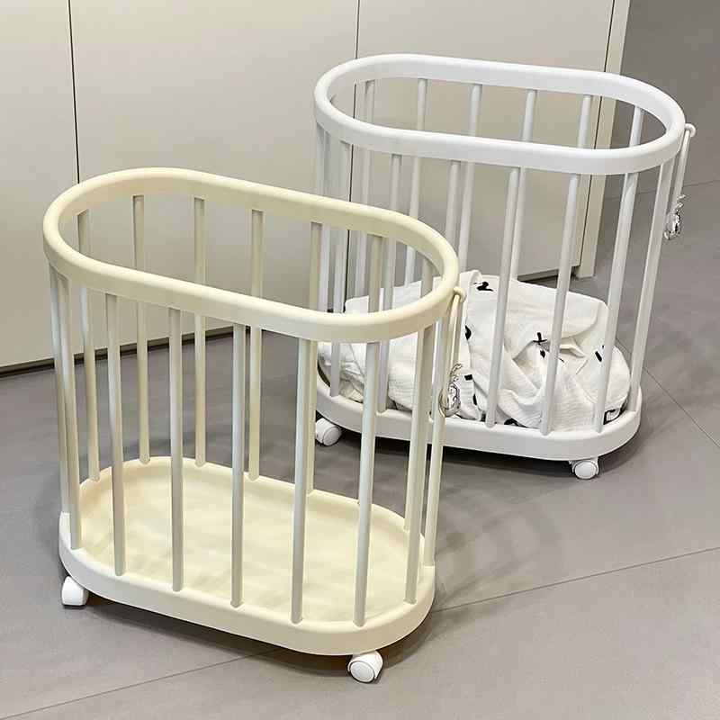 ランドリーバスケット 大容量 洗濯かご ランドリー収納 ランドリーラック キャスター付き 脱衣かご 浴室収納 ランドリーボックス クリーム色