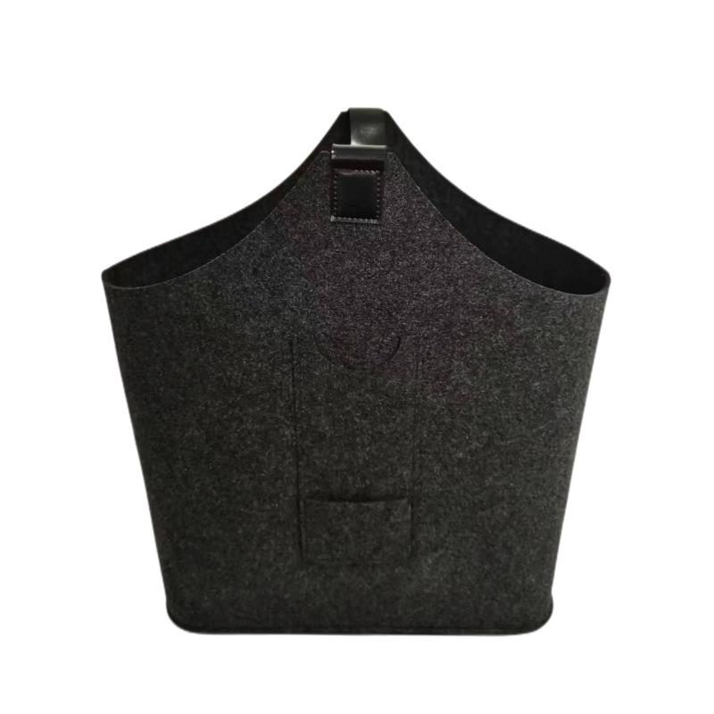 収納ボックス レディース ランドリーバスケット フェルト レザーハンドル 薪ケース リビング 寝室 衣類 おもちゃ 雑貨 深グレー(x50)