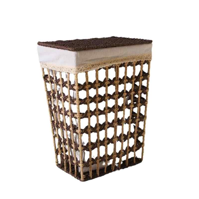 ランドリーバスケット 布製 ふたなし 籐編み風 脱衣かご 洗濯かご 雑貨収納 スクエア型(x2)