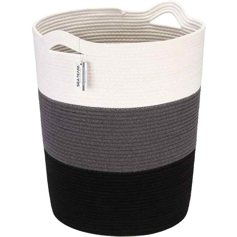 収納かご ランドリーバスケット 柳編み 草編み コットンロープ 3色 北欧風 雑貨