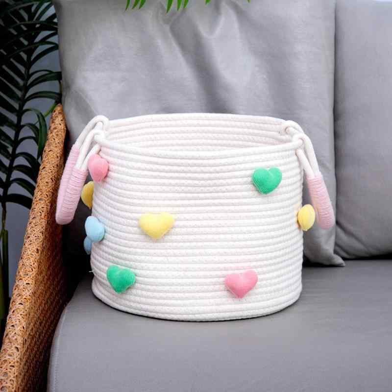 収納ボックス 綿ロープ バスケット 卓上収納 ランドリーバスケット かご 北欧風 楕円形 円形 おもちゃ..