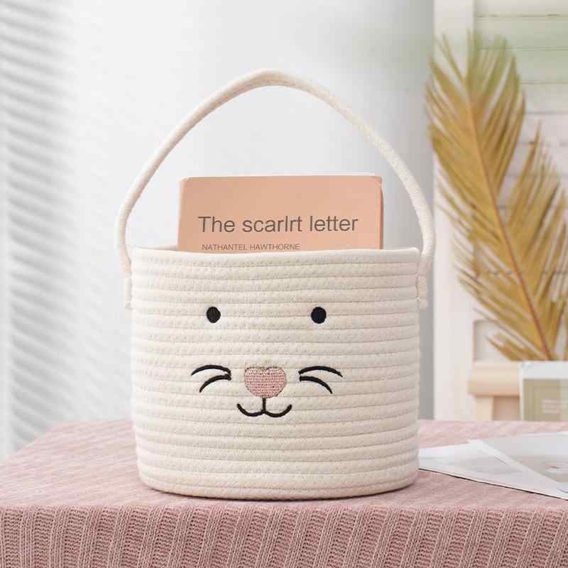 収納かご レディース メンズ 取っ手付き コットンロープ 小物収納 おもちゃ 衣類 洗濯かご ランドリーバスケット(x2)
