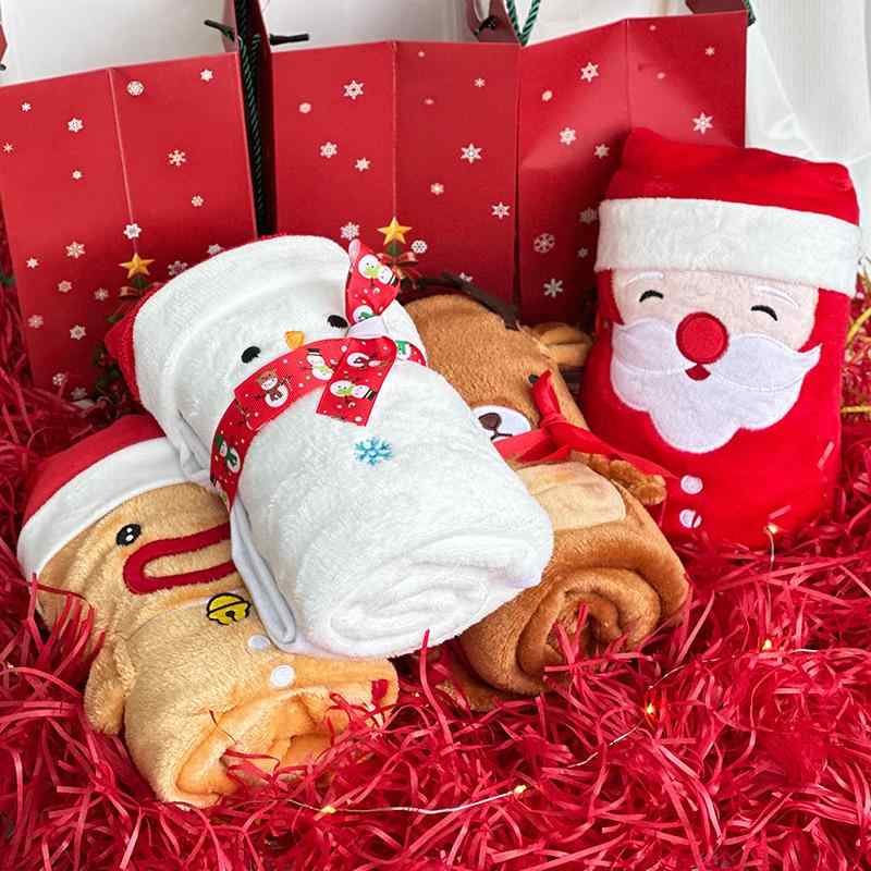 毛布 ブランケット 子供 車載 ひざ掛け クリスマス サンタクロース トナカイ 雪だるま ビスケット 厚手..