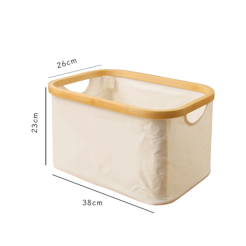 収納ボックス レディース ベビー 衣類 おもちゃ 収納ケース 布製 竹製 折りたたみ式 ランドリーバスケット 日式 シンプル 雑貨 整理整頓 38 26 23 グレー ベージュ