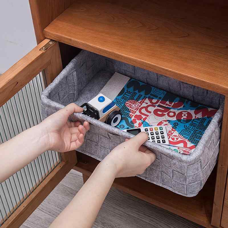 収納ボックス 北欧 グレー フェルト編み 収納かご シンプル デスク収納 無地(x50)