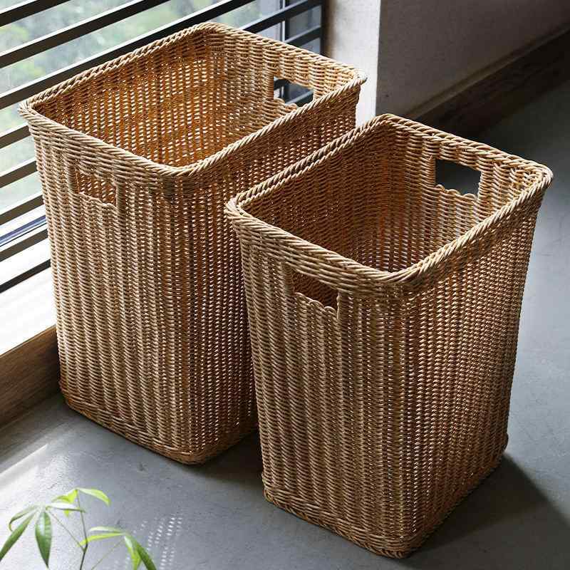 洗濯かご 大容量 ランドリーバスケット 籐編み風 ランドリーボックス 衣類収納 脱衣かご ホテル 民宿 浴室 洗面所