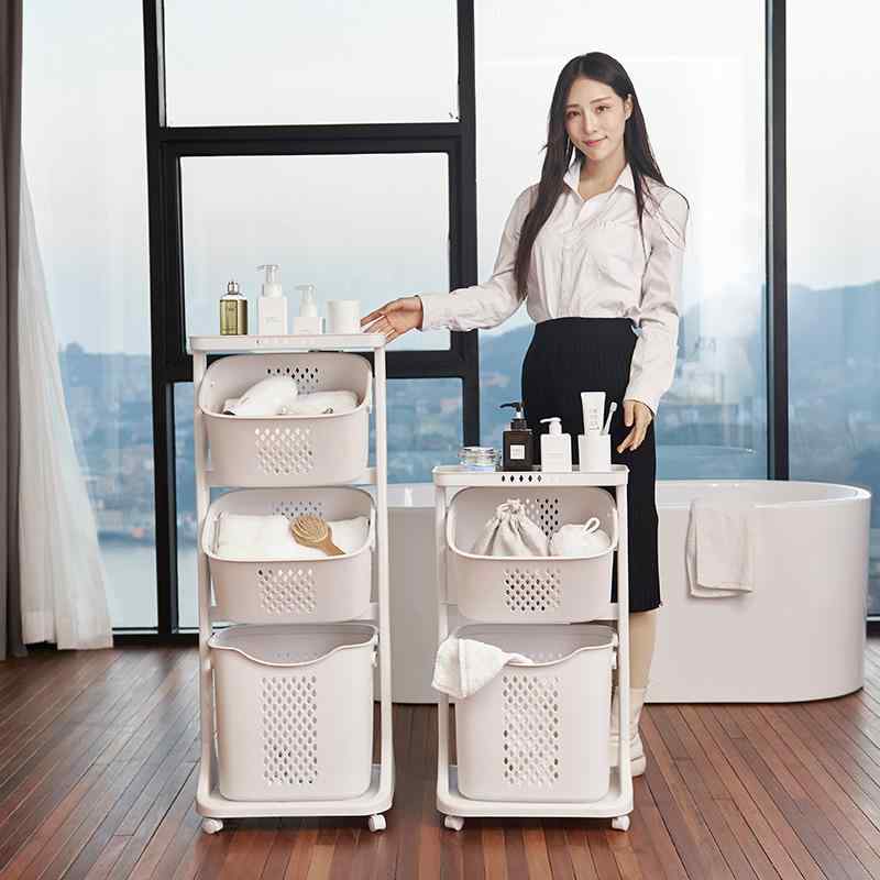 ランドリーバスケット 移動式 折りたたみ 大容量 洗濯カゴ 収納ラック 浴室 脱衣所 洗濯物入れ 分別 おしゃれ シンプル(x2)