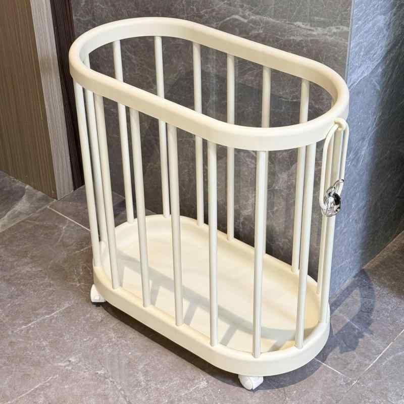 収納かご ランドリーバスケット ランドリーボックス 洗濯かご 汚れた衣類 収納 バケツ キャスター付き スリム 省スペース クリーム色 白