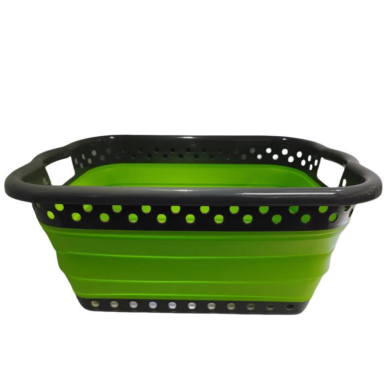 洗濯かご 折りたたみ式 ランドリーバスケット 衣類収納ボックス 雑貨収納 おもちゃ箱 現代シンプル ブラック＆グリーン(x6)