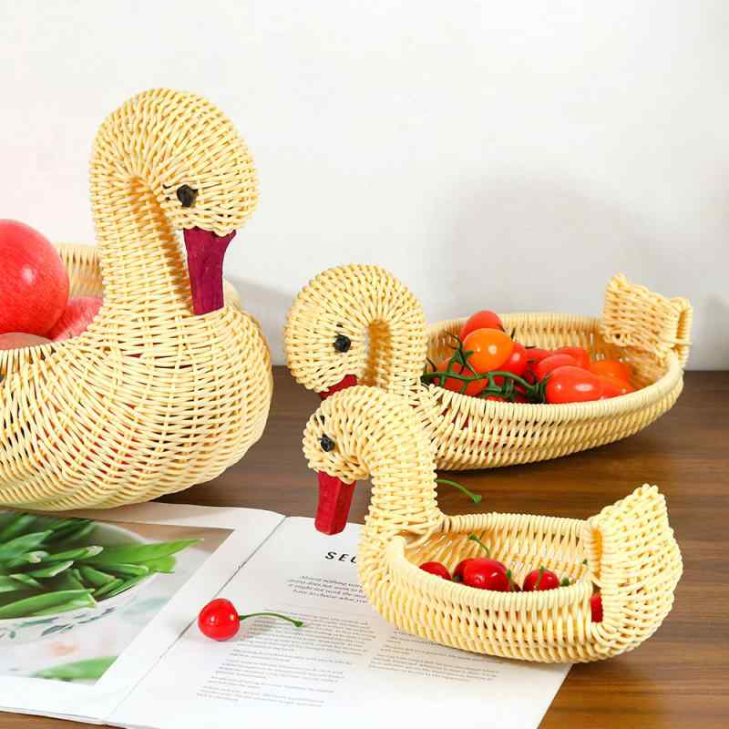 収納かご アニマル 仿藤編み デスクトップ フルーツ 野菜 化粧品 小物入れ ランドリー 田園風 かわいい 萌え