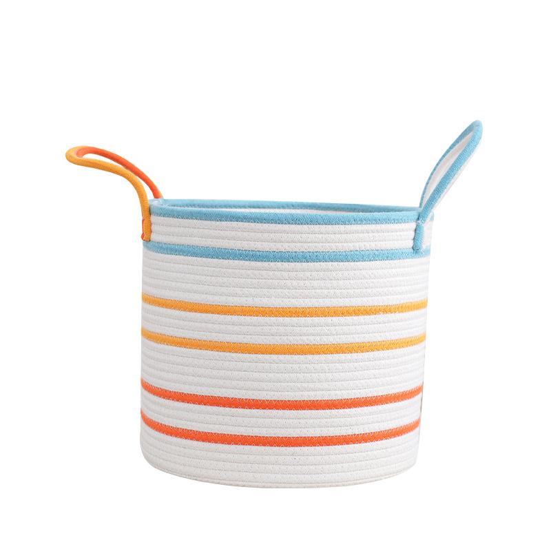 収納かご レディース メンズ 綿ロープ編み 大容量 ランドリーバスケット 洗濯かご タオルケット 衣類 おもちゃ 収納ボックス リビング 寝室(x3)