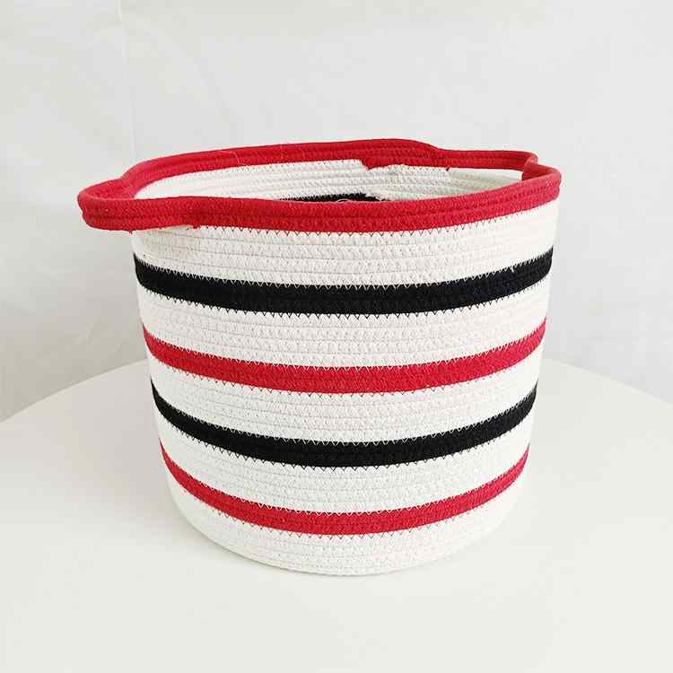 収納かご レディース メンズ 卓上 雑貨 小物入れ コットンロープ バスケット 脱衣かご ストレージ 大号 小号(x5)
