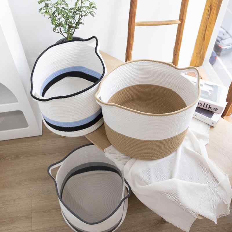 収納かご レディース 特大 コットンロープ バスケット ランドリーバスケット 衣類 おもちゃ 雑貨 収納ボックス アイボリー グレー ブルー 大容量(x20)