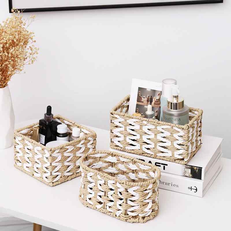収納かご レディース ランドリーバスケット 藤編み 化粧品 ジュエリー 雑貨 草編み 正方形 円形 楕円形 長方形