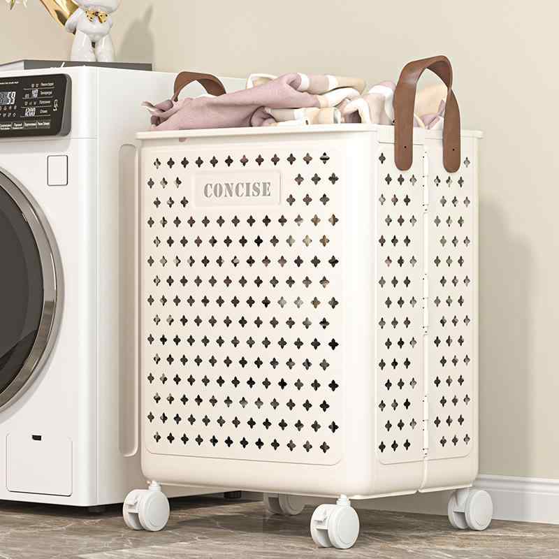 ランドリーバスケット レディース メンズ キャスター付き プラスチック製 洗濯かご 脱衣かご ランドリー収納 浴室収納