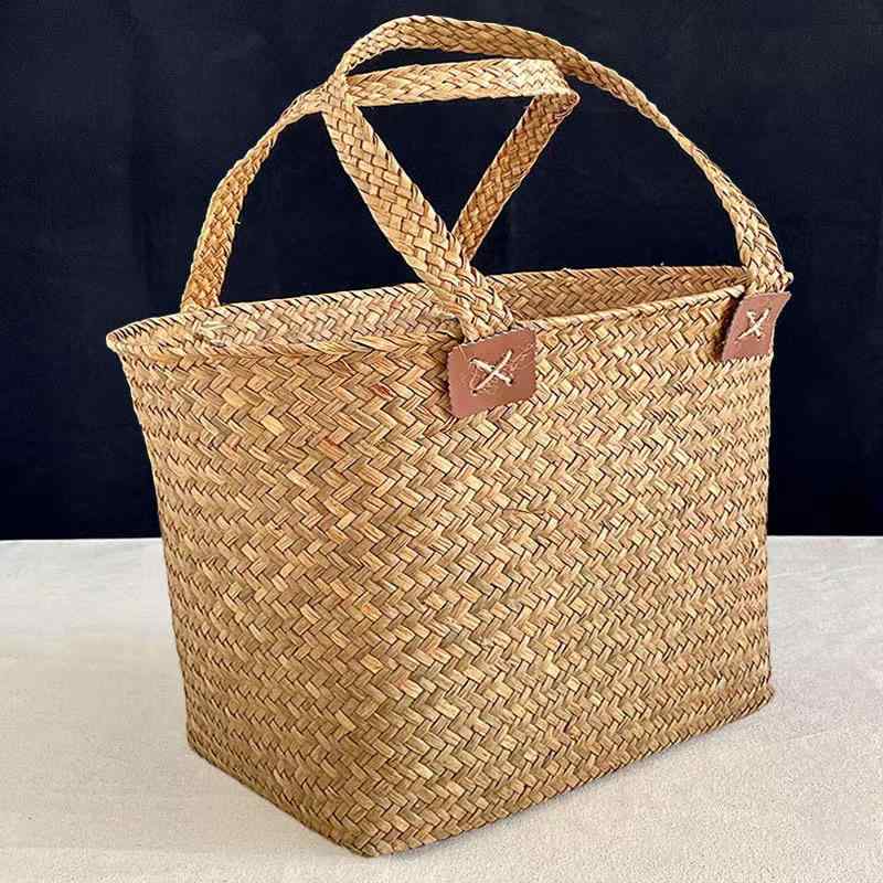 かごバッグ レディース 草編み 手提げ 買い物かご ランドリーバスケット 籐風 籠 バスケット カゴ 整理..