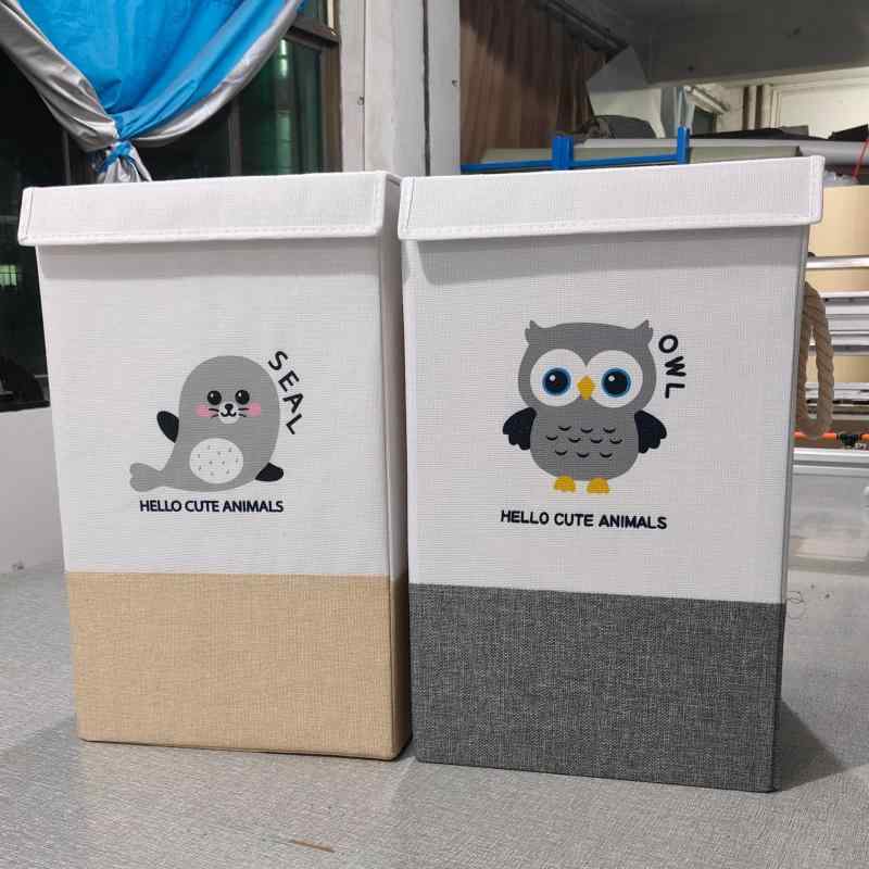 収納ボックス レディース メンズ 折りたたみ式 綿麻 布製 収納ケース ランドリーボックス ランドリーバスケット オックスフォード布 猫柄 海豚柄(x20)