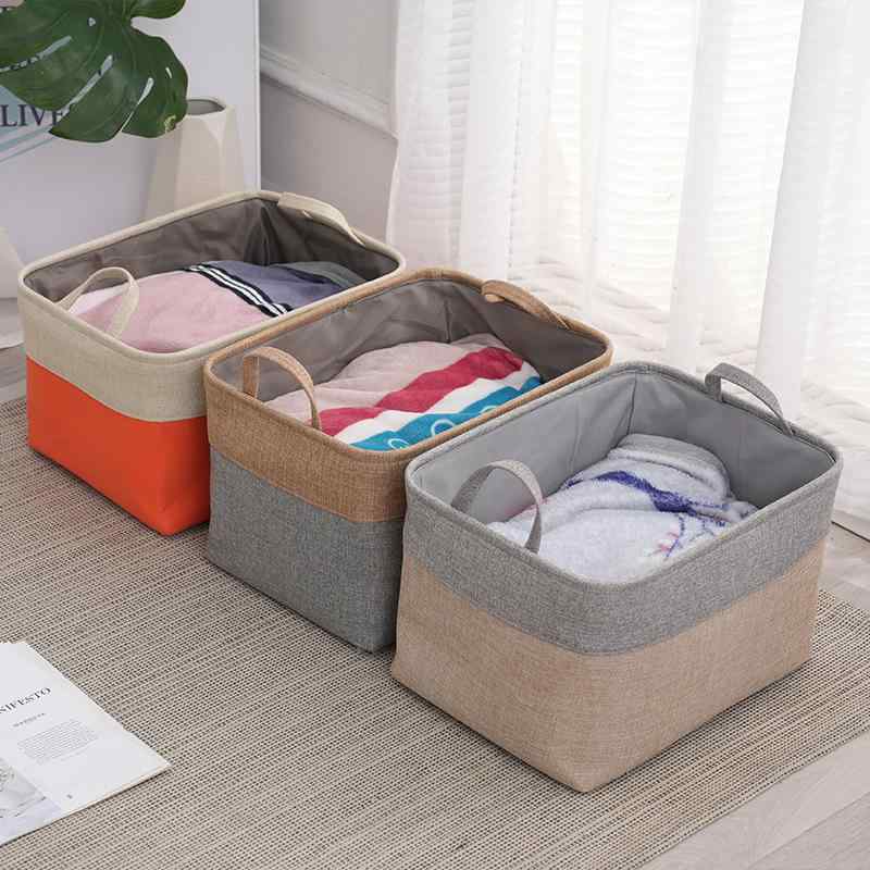 収納ボックス 麻 シンプル ランドリーバスケット 洗濯かご 整理整頓 衣類収納(x5)