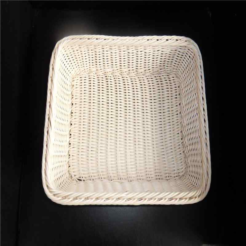 収納かご バスケット PP PE製 籐編み風 野菜 果物 パン ランドリー 整理 40X30X7cm(x10)