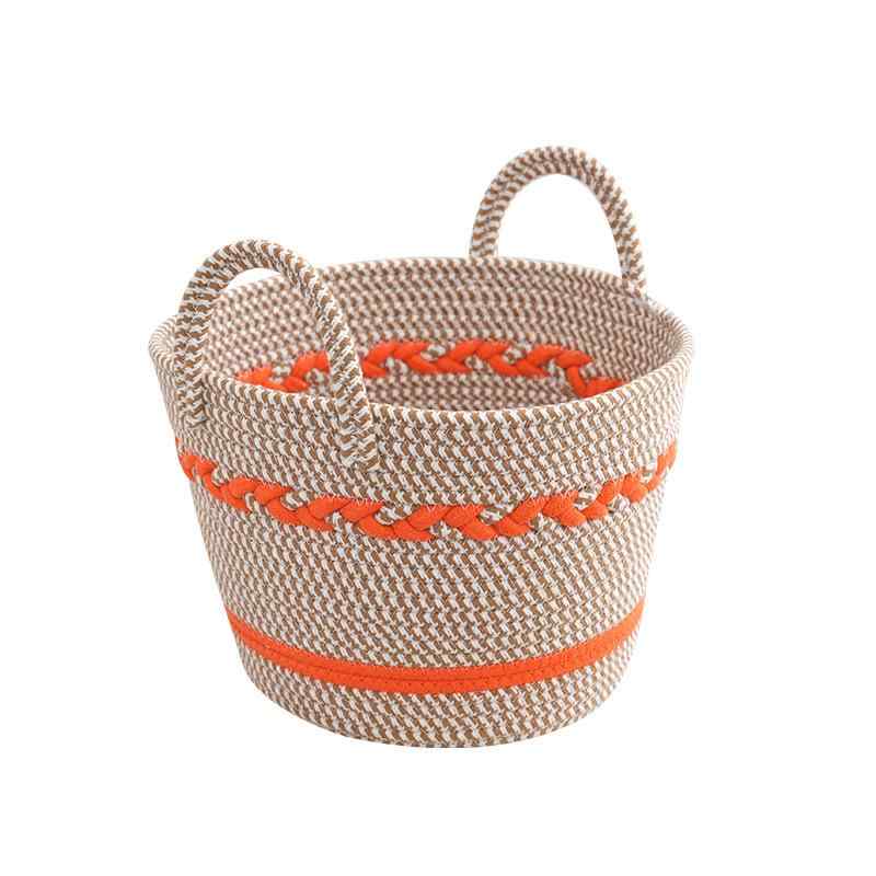 収納ケース レディース 大容量 円形 コットン ロープ バスケット リビングルーム 小物入れ 衣類収納 ランドリーバスケット 綿 麻 混合 シンプル(x3)