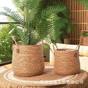 植木鉢 草編み花瓶 鉢カバー ランドリーバスケット 観葉植物 おしゃれ 収納バスケット 持ち手付き(x100)