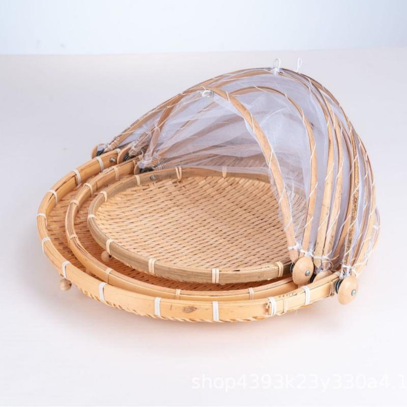 収納かご 竹編み 籠 ざる 竹製 水切りかご フルーツバスケット 野菜ストッカー 乾物かご 通気性 防虫 防塵(x2)